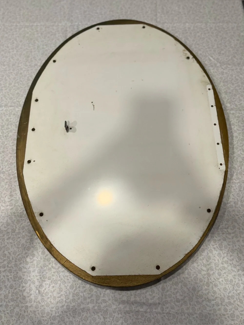 Antique Ornate Gold Medicine Cabinet Door Oval Mirror VTG 20x28 Regency Floral